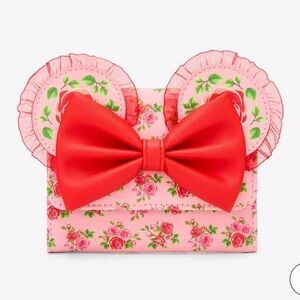 Loungefly Disney Minnie Mouse Pink & Red Roses Figural Mini Flap Wallet